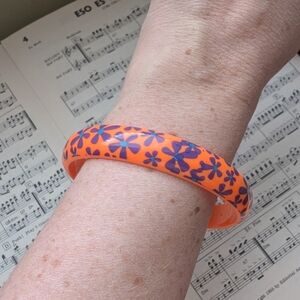 Floral Orange and Purple Bangle Bracelet